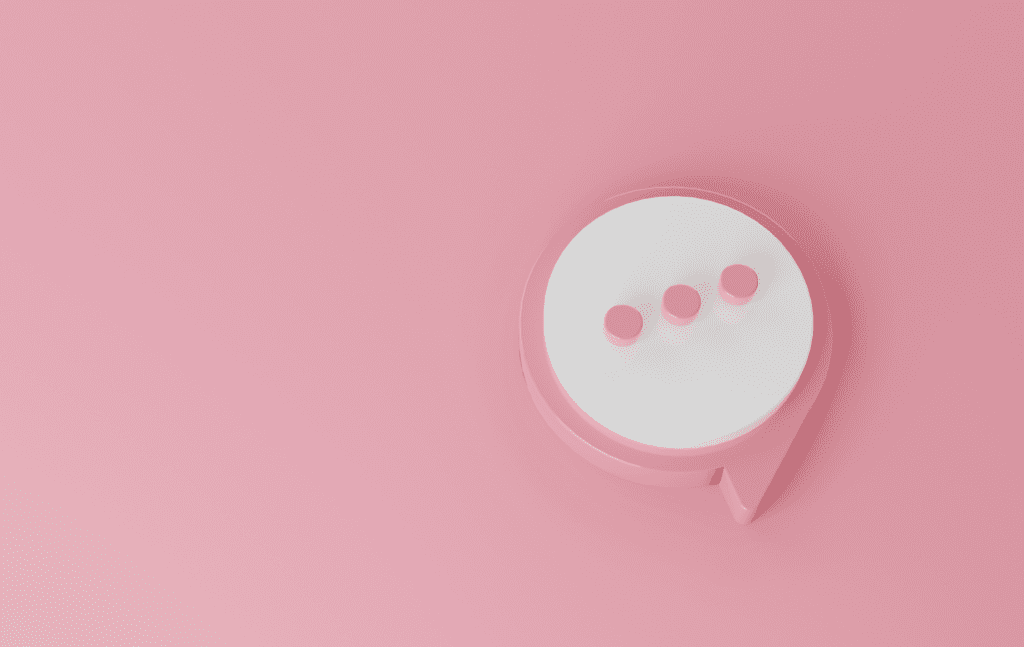 Chat bubble on a pink background to showcase a chatbox.